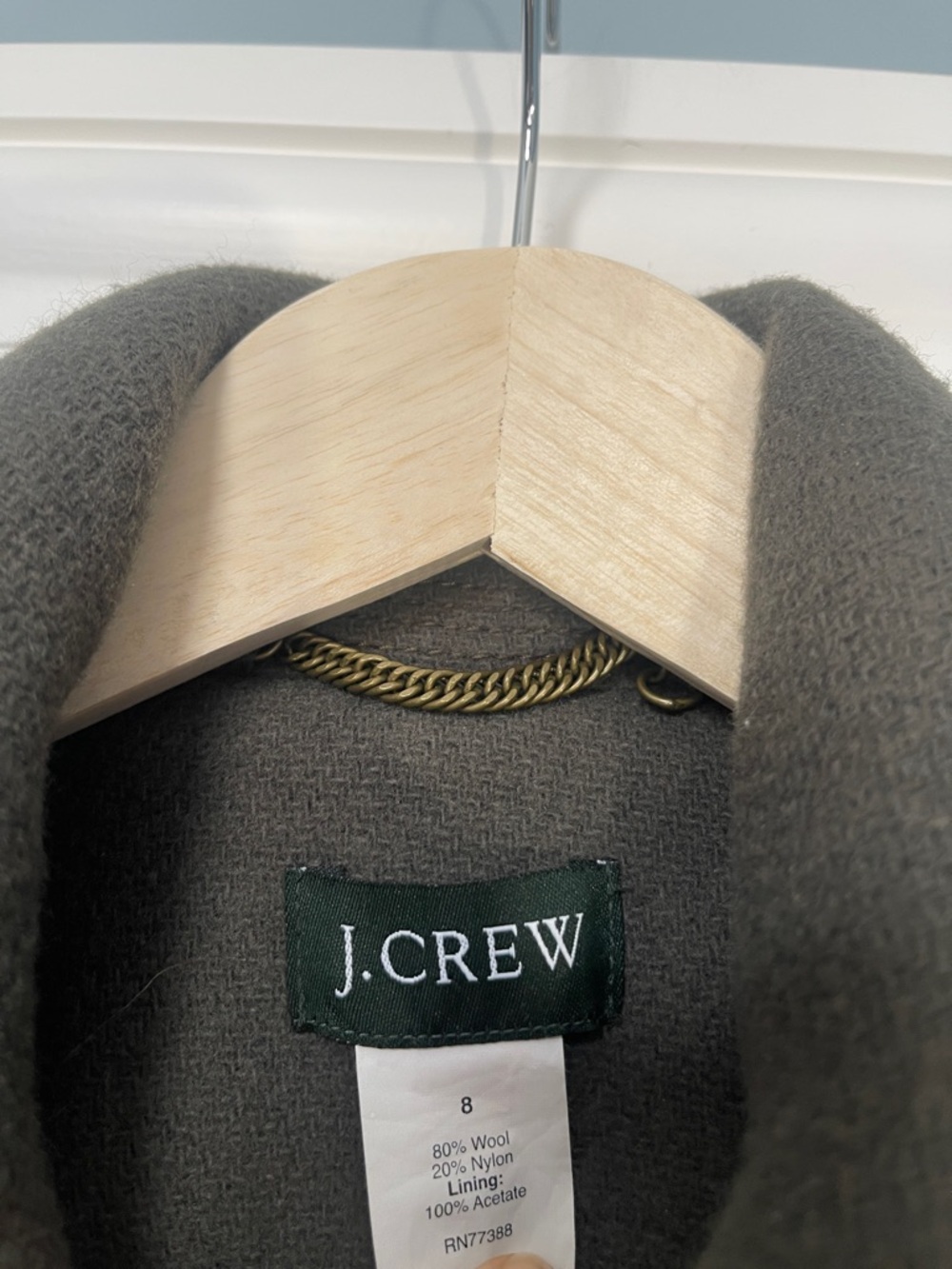 J.Crew Olive Green Stadium Cloth Boulevard Wool Trench Coat - Picture 4 of 9